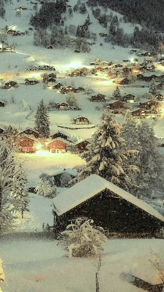 治愈唯美雪景小镇