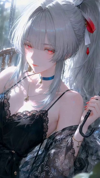 雨天窗边银发美少女绯雪