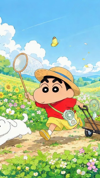 蜡笔小新夏日向日葵郊游