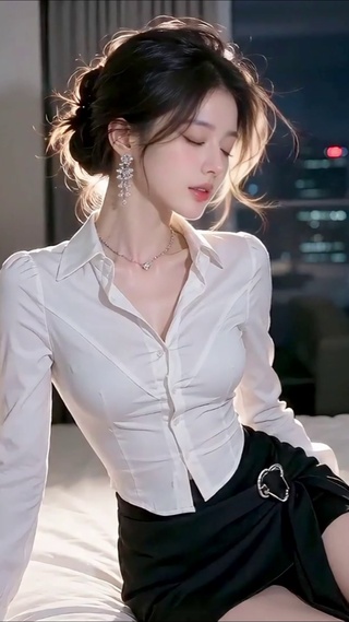 夜晚房间制服少女