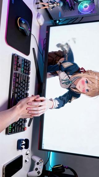 跨屏牵手二次元美少女