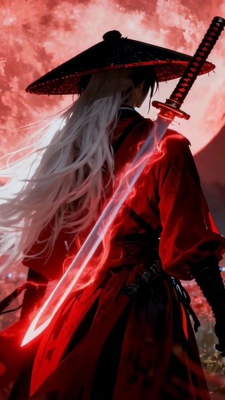 血月红衣古风武士