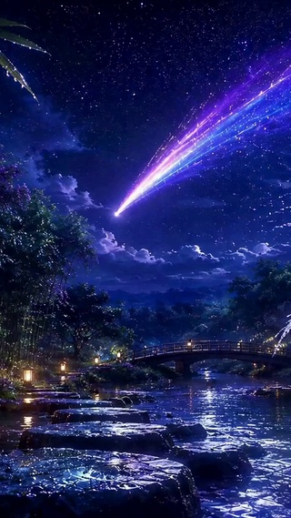 竹林流星夜景
