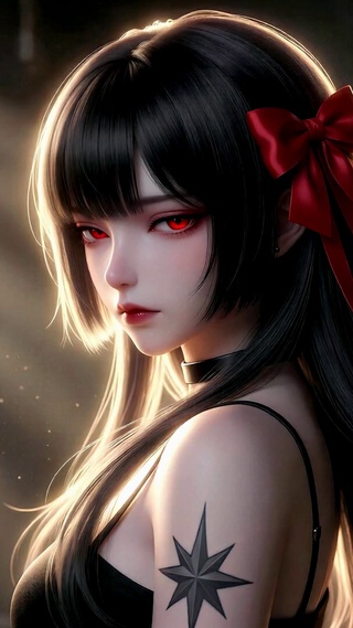 光影红眸美女