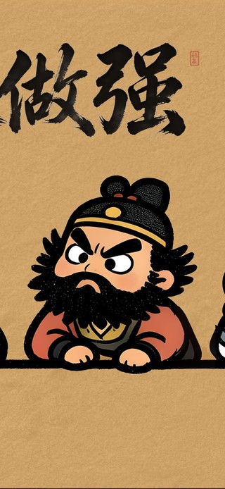 三国趣味打工人做大做强复古壁纸