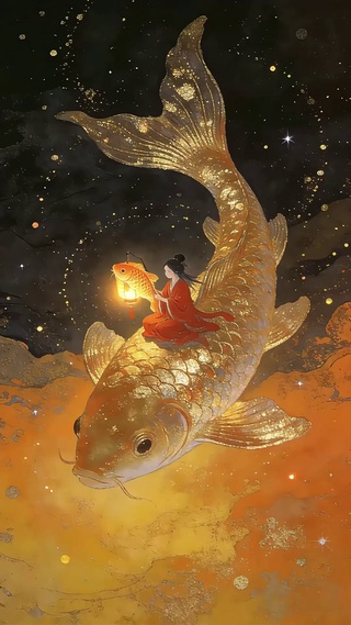 金色锦鲤好运壁纸