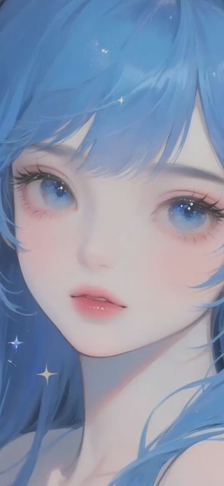 蓝发少女的眼眸