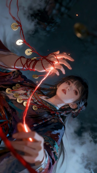 红绳命理的古风少女红绳月老女孩