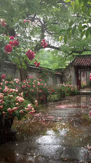 庭院大雨
