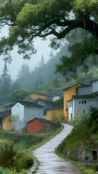 护眼雨天绿景