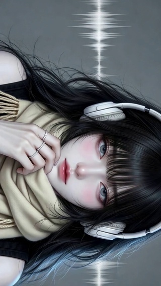 纯欲戴耳机清冷美少女