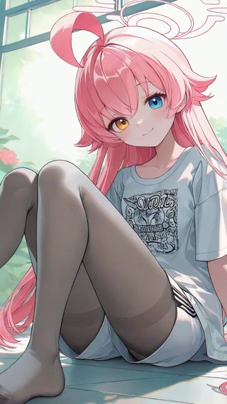 窗边粉发二次元美少女