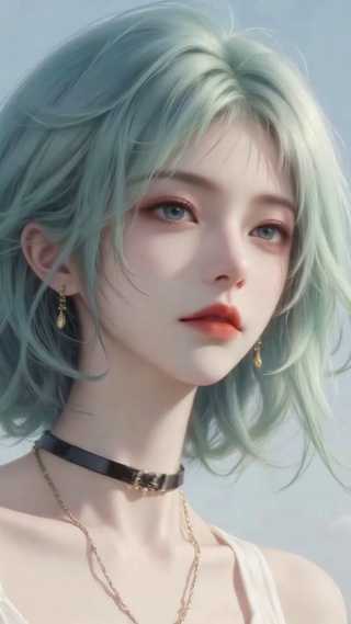 蓝发清新花海美女