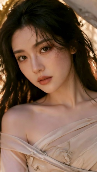 暖光下的清纯氛围感美女