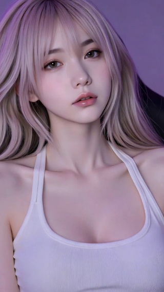 紫调氛围感金发清纯美女