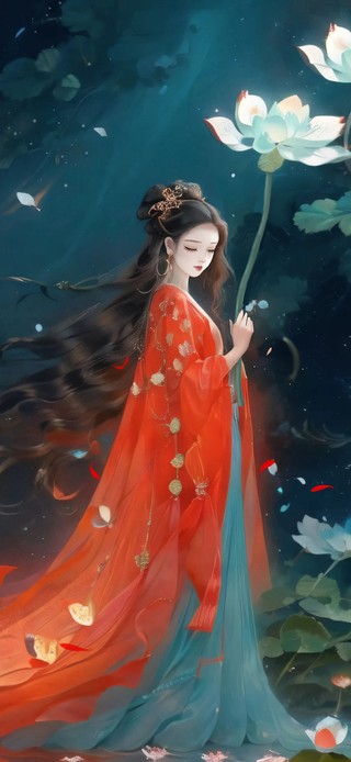 唯美古风红衣少女