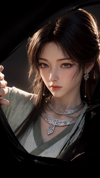 清纯古风美人掀开屏幕