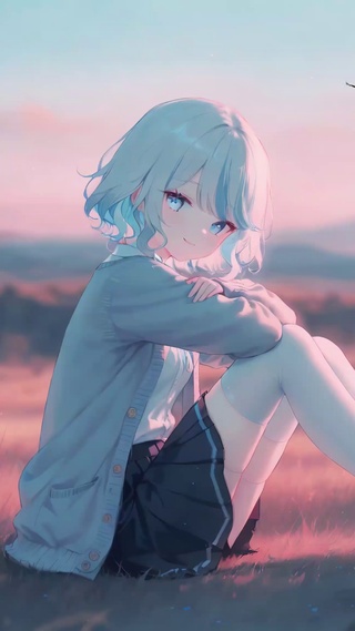 清纯可爱短发白丝美少女