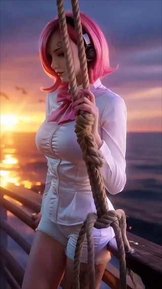 粉发白衣少女