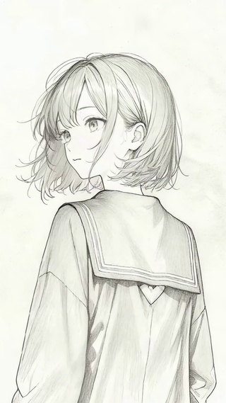日系素描校服女孩
