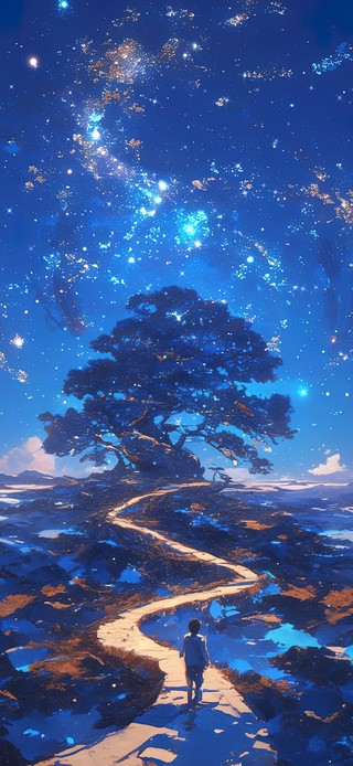 前往山巅神树祈祷的少年