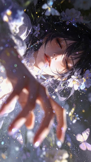 氛围感花蝶光影美少女