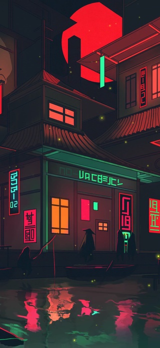 赛博朋克风夜晚街道