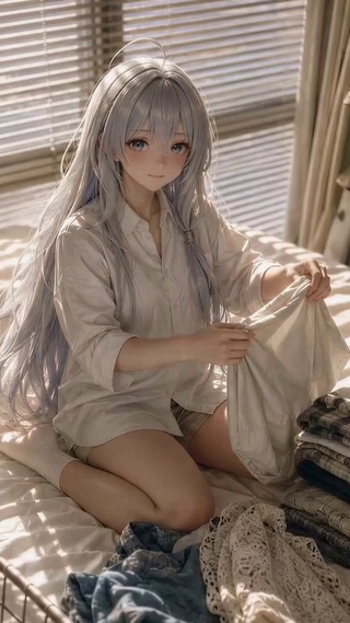 银发二次元美少女的温馨卧室