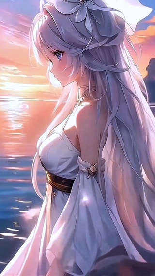 夕阳下的女孩