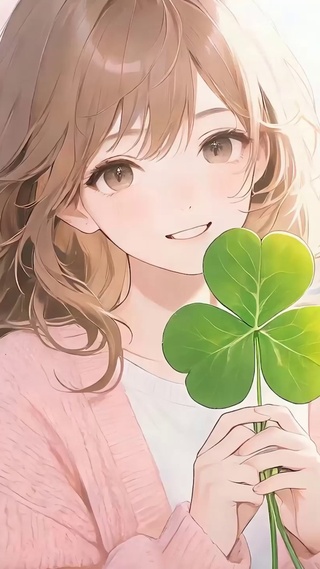 拿着三叶草女孩