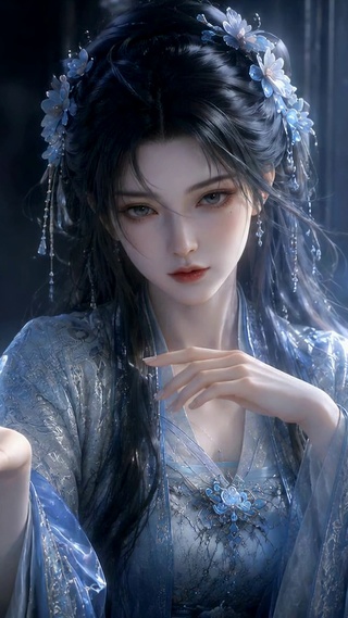 古风清冷美女掌中发光蝴蝶