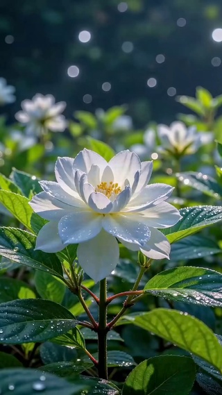 雨后清新白色花田