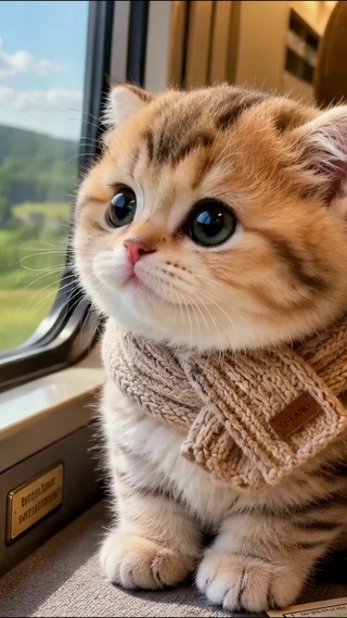 旅途看风景的可爱小猫