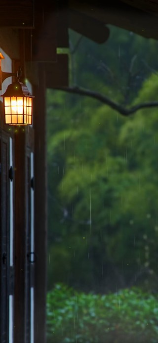 安静养眼屋檐雨天
