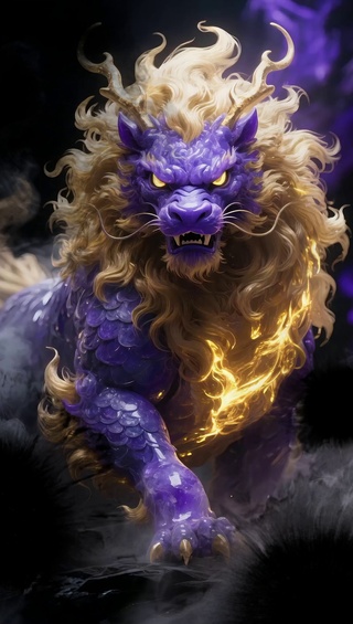 紫麒麟踏月 祥云破晓乾坤