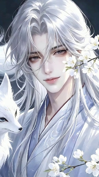 白梨花下九尾狐少年