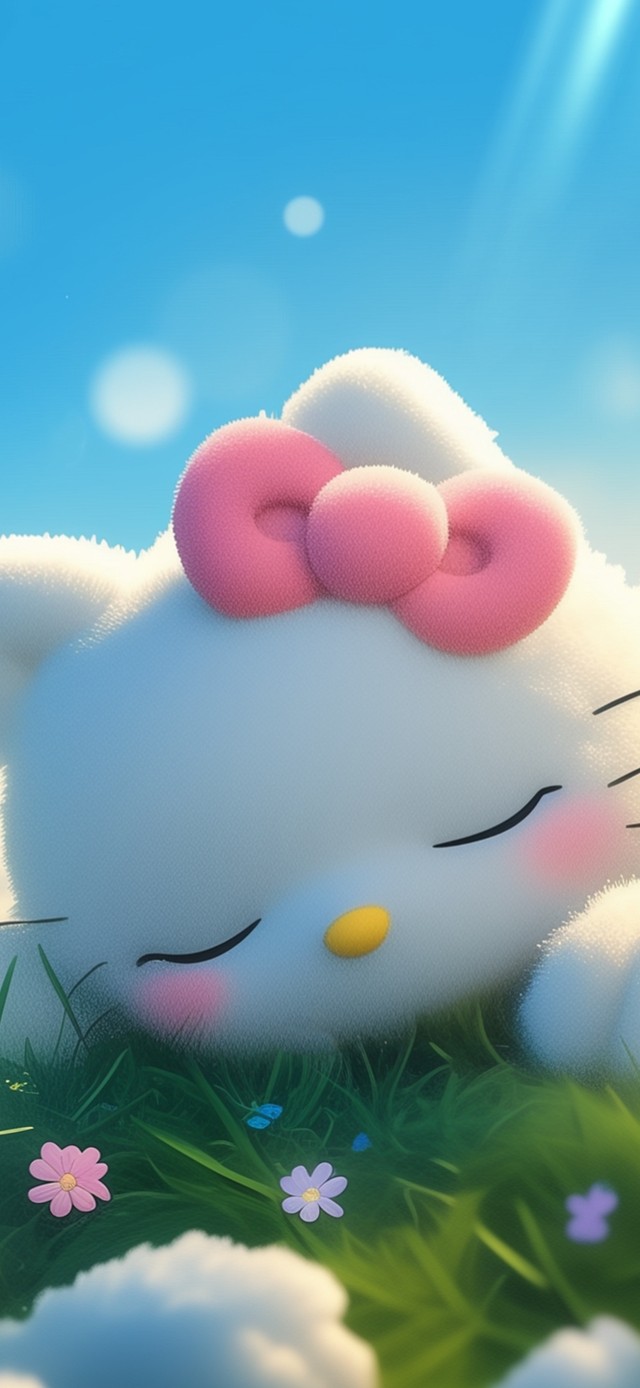 草地鲜花kitty猫