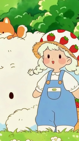 草莓少女与大白狗伙伴
