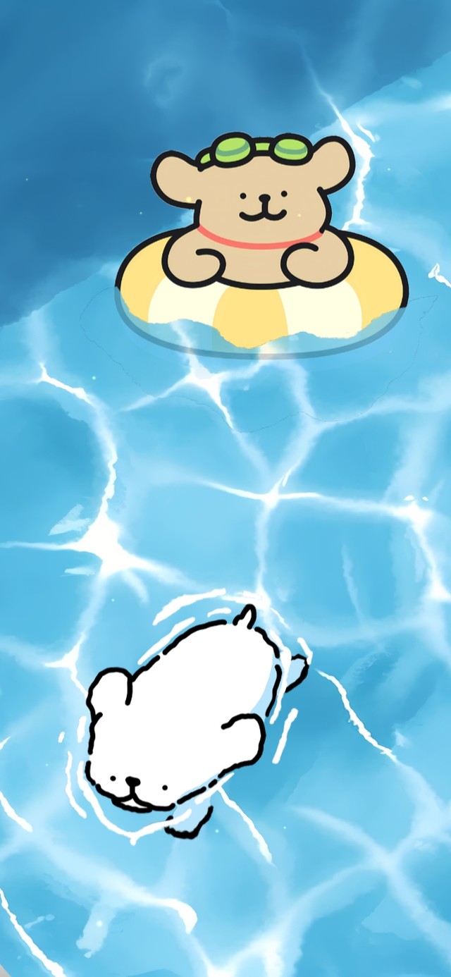 线条小狗清凉夏日玩耍