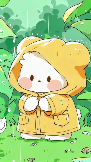 雨衣小熊的丛林漫步