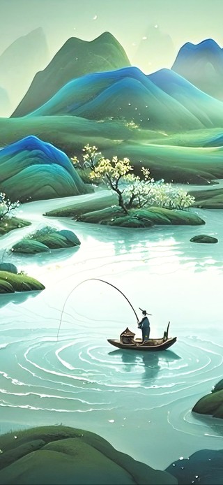只此青绿-山水春钓澜