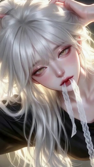 银发慵懒二次元扎发美女