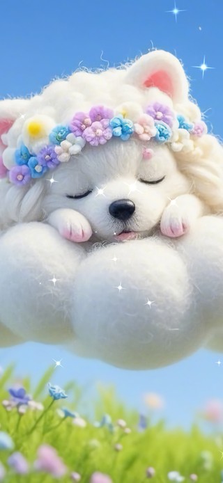 花漾壁纸|云朵与小狗