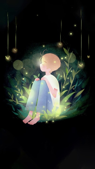 4K 高清 荧光中独坐的少年