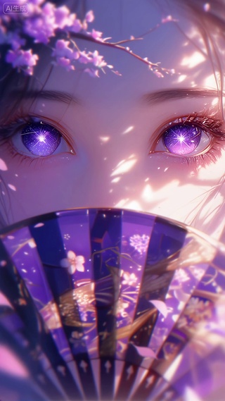 星瞳藏扇 紫染花影