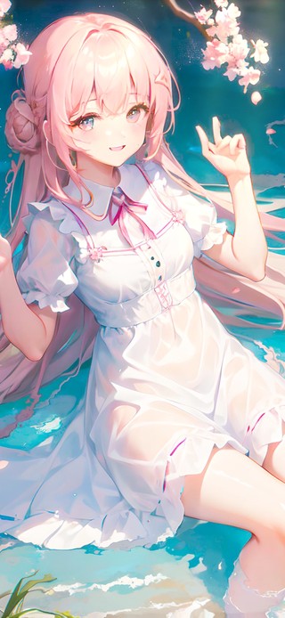 唯美水中动漫少女