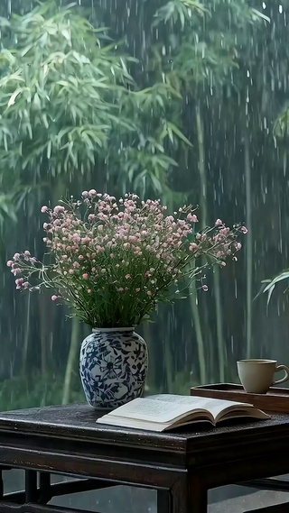 雨天树木
