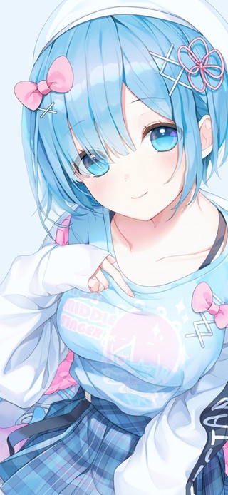 简洁治愈蓝发少女