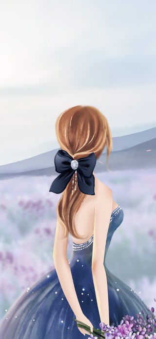 熏草花海中的少女