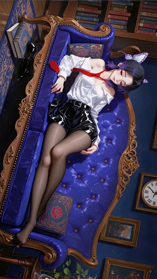 书房白衫黑丝萝莉蝴蝶忍